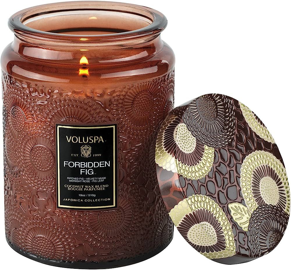 Voluspa Forbidden Fig Candle | Large Glass Jar | 18 Oz | 100 Hour Burn Time | All Natural Wicks a... | Amazon (US)