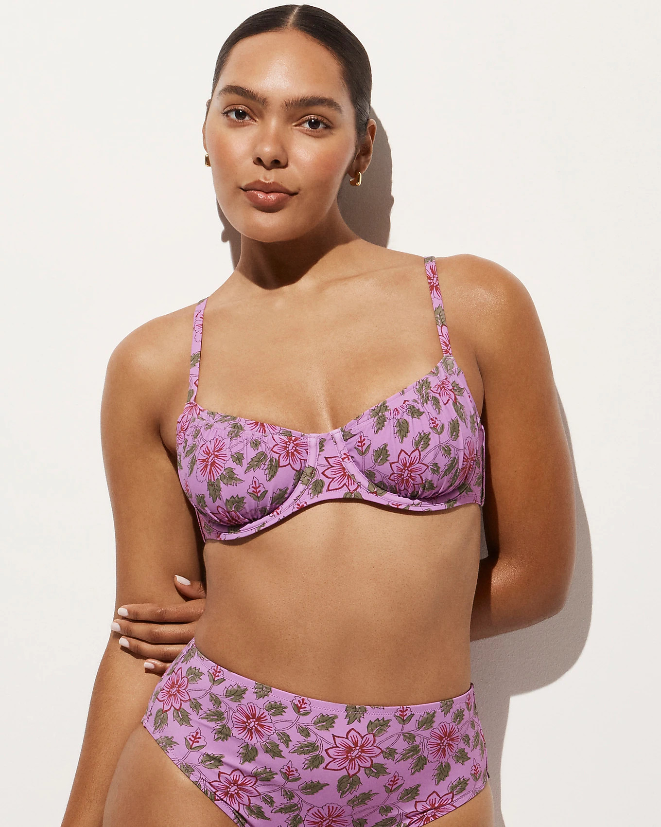 Ruched underwire bikini top in iris floral | J. Crew US
