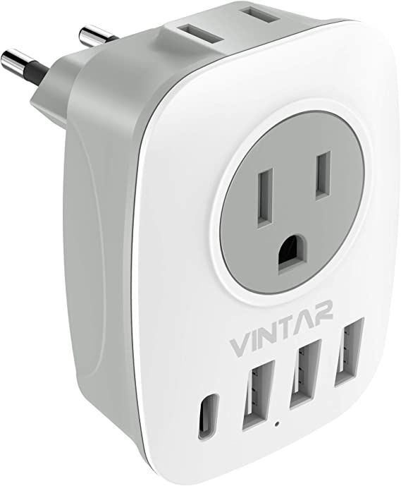 European Travel Plug Adapter, VINTAR International Power Adaptor with 1 USB C, 2 US Outlets and 3... | Amazon (US)