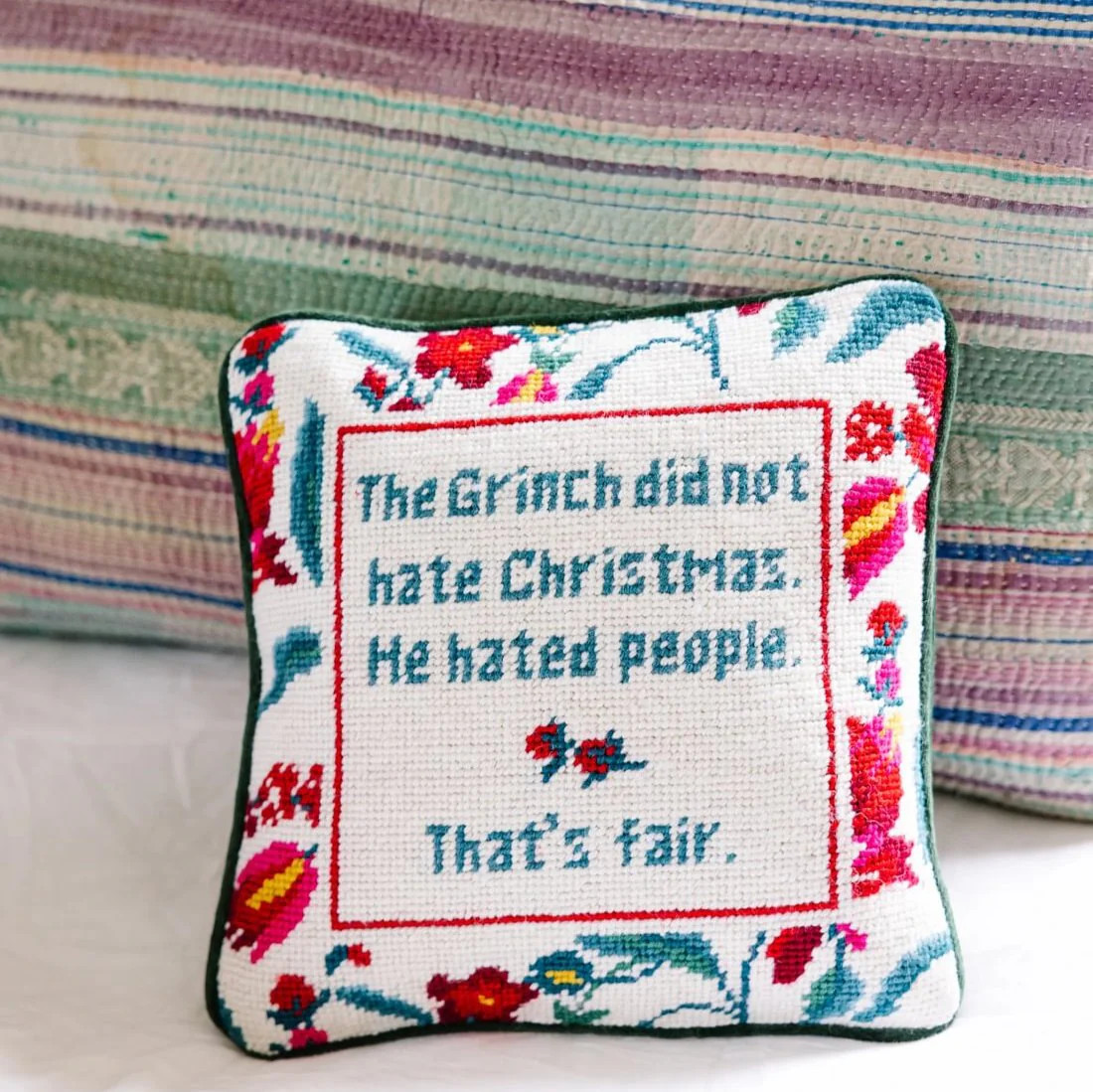 Furbish Studio - The Grinch Needlepoint Pillow | Furbish Studio