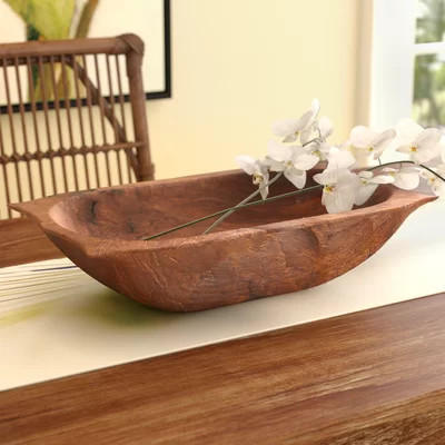 Glenfield Deep Wooden Dough with Handles Decorative Bowl | Wayfair North America