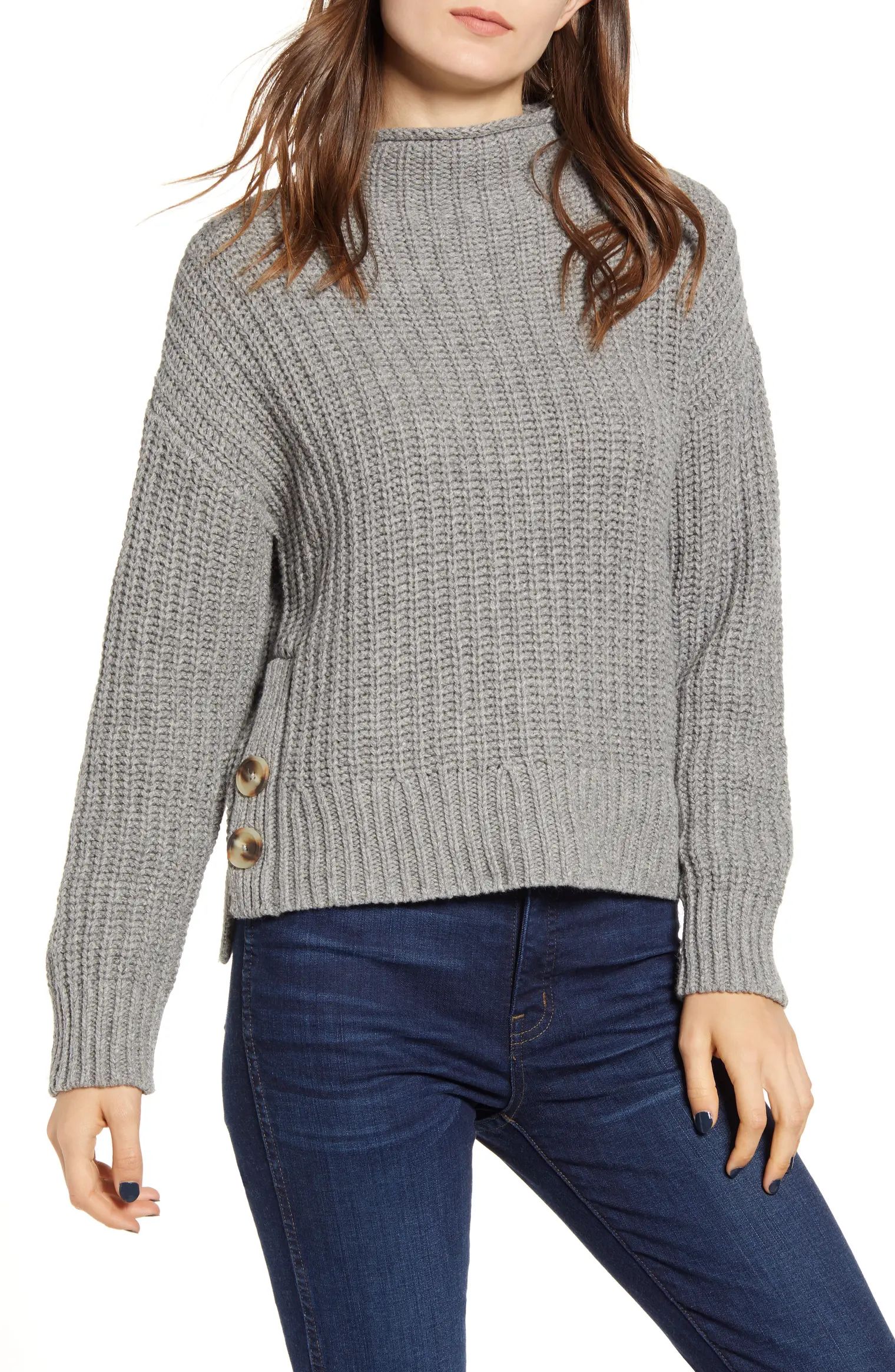 Mock Neck Side-Button Pullover Sweater | Nordstrom