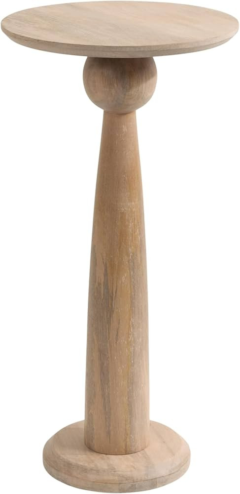 Kate and Laurel Jakob Modern Wooden Round Side Table, 12 x 24, Light Natural, Circle Pedestal Tab... | Amazon (US)