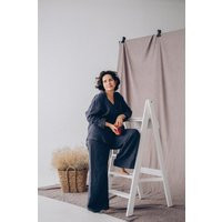 Blue Linen Pants For Women, Flowy Palazzo Pants, Streetwear Trousers | Etsy (US)