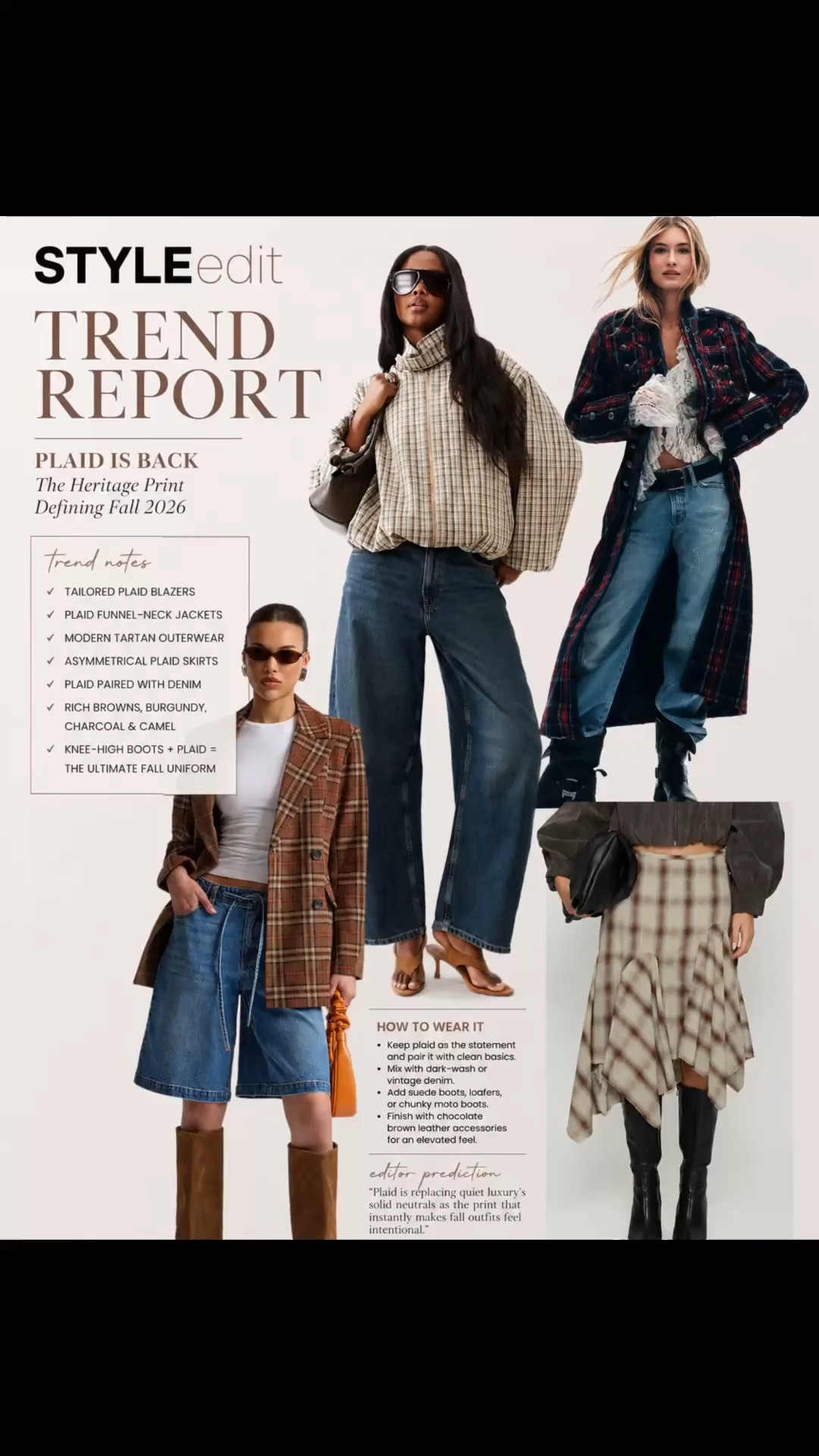 Plaid is officially back for fall—and it’s looking more elevated than ever. 🤎 From soft neutral checks to rich heritage tartans, this timeless print is showing up on oversized blouses, structured blazers, statement coats, and feminine skirts.

Style it with dark-wash denim, suede boots, and chocolate brown accessories for an effortlessly expensive look you’ll wear all season long.

Which plaid trend are you adding to your wardrobe first? 🍂✨

#LTKStyleTip #FallFashion #PlaidTrend #FallStyle #StyleEdit #ClassicStyle #QuietLuxury #WearToWorkStyle #FallOutfits #LTKFinds #40andOverStyle
#40AndOverOutfits  #NordstromAnniversarySale

#LTKSeasonal #LTKSaleAlert #LTKOver40

#LTKootd #LTKMidsize #LTKdayinmylife