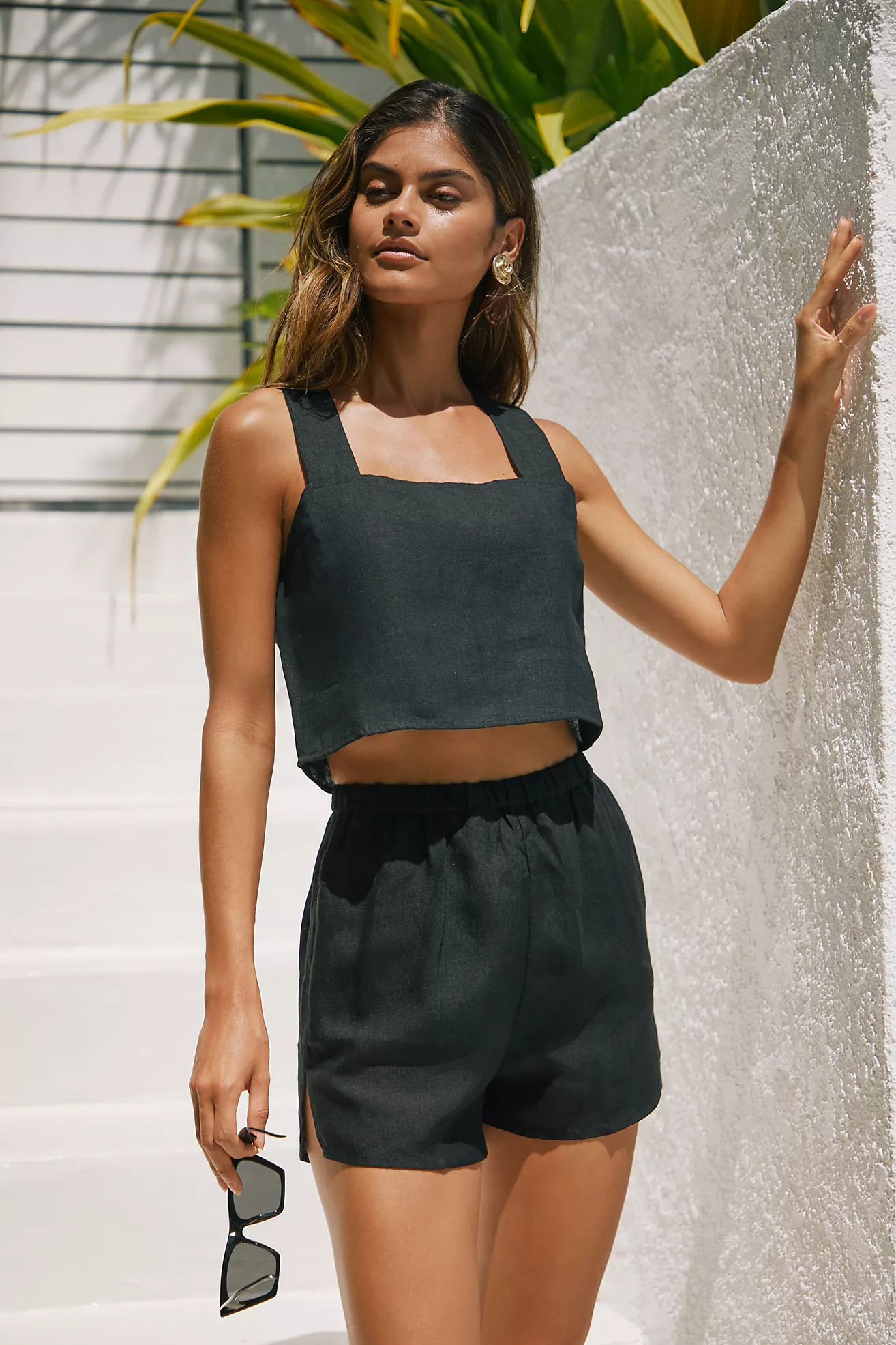 Vitamin A Tallows Linen Blousy Crop Top | Anthropologie (US)