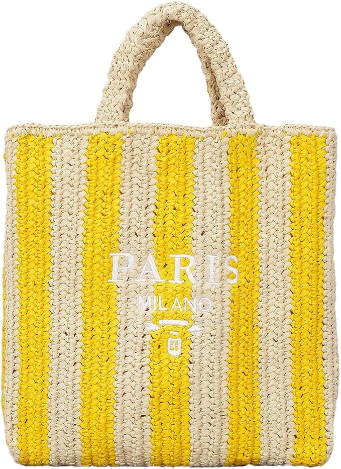 Straw Beach Bag for Women Summer Woven Tote Bag Packable Straw Purses and Handbags for Vacation H... | Amazon (US)