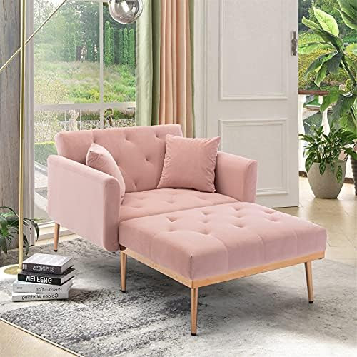Melpomene Velvet 2 in 1 Chaise Lounge Chair, Modern Single Sofa Bed with Two Pillows, Recliner Ch... | Amazon (US)