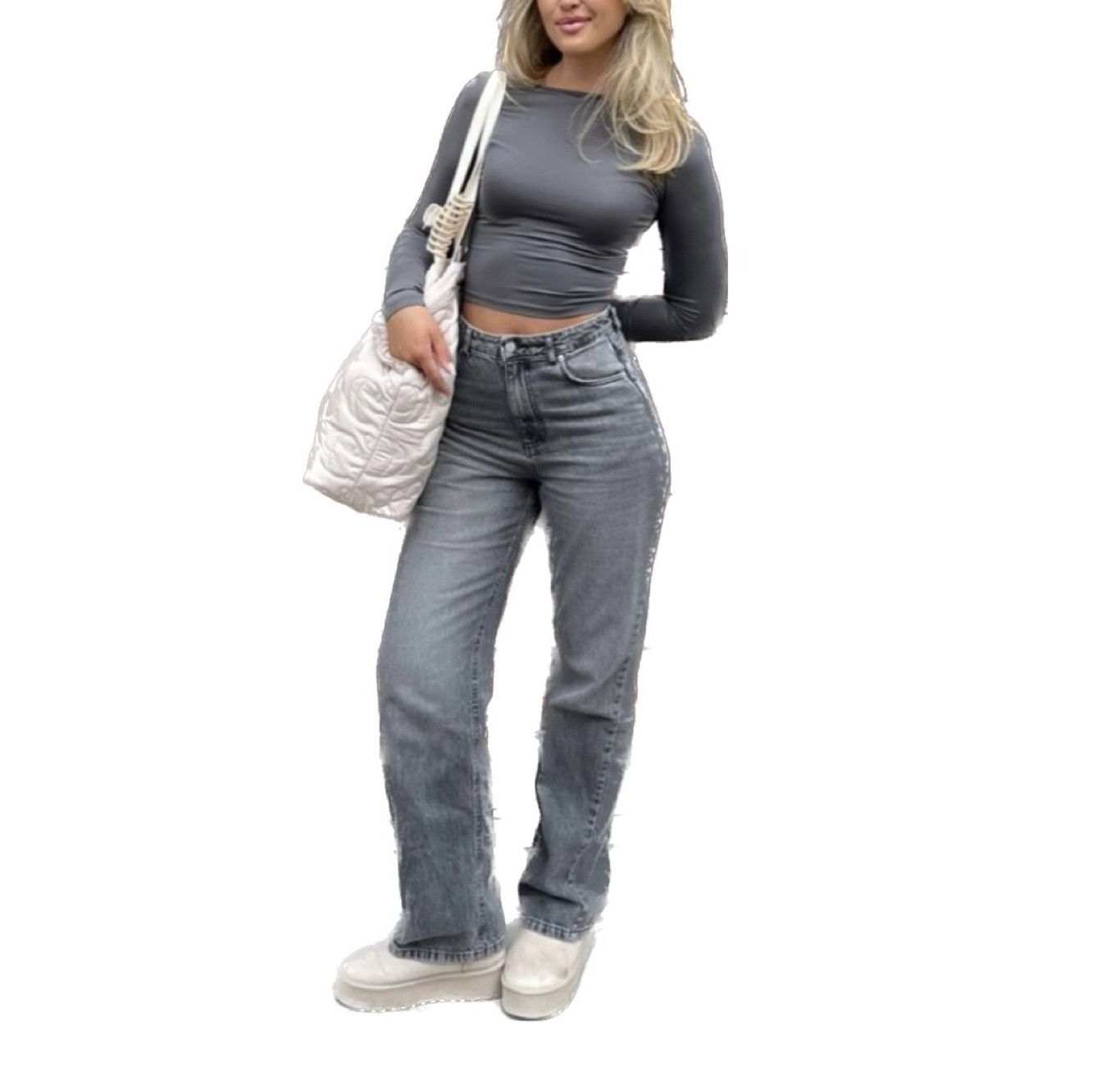 Grey High Waisted Wide Leg Jeans Curated On Ltk