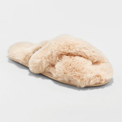 Women's Niah Faux Fur Slippers - Gilligan & O'Malley™ Cream | Target
