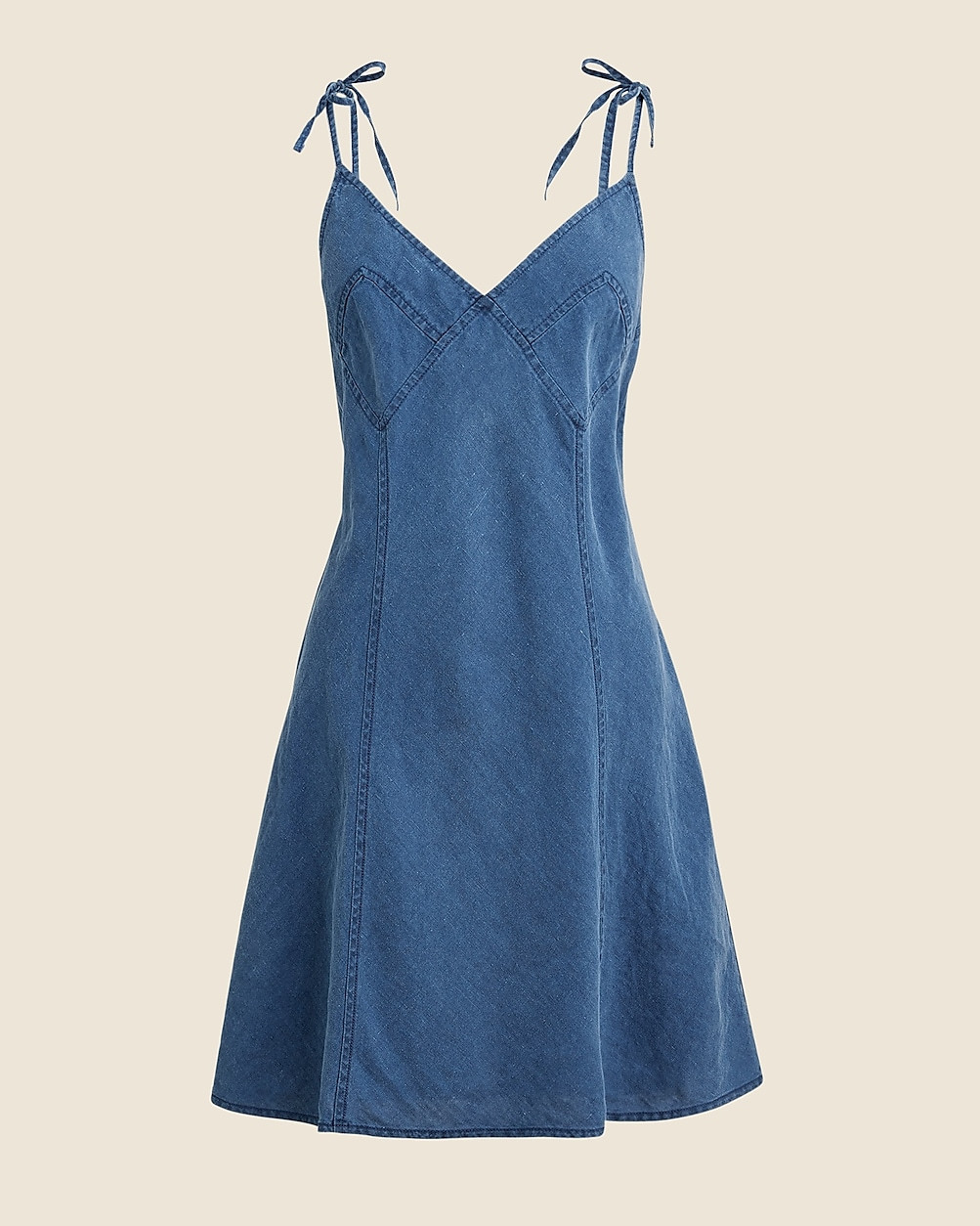 Tie-shoulder mini slip dress in indigo linen | J. Crew US