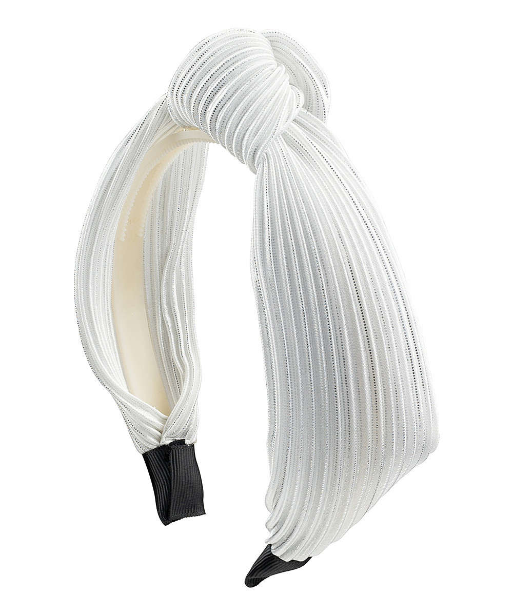 Cherie Accessories Women's Headbands WHITE - White Metallic Pleated Knot Headband | Zulily
