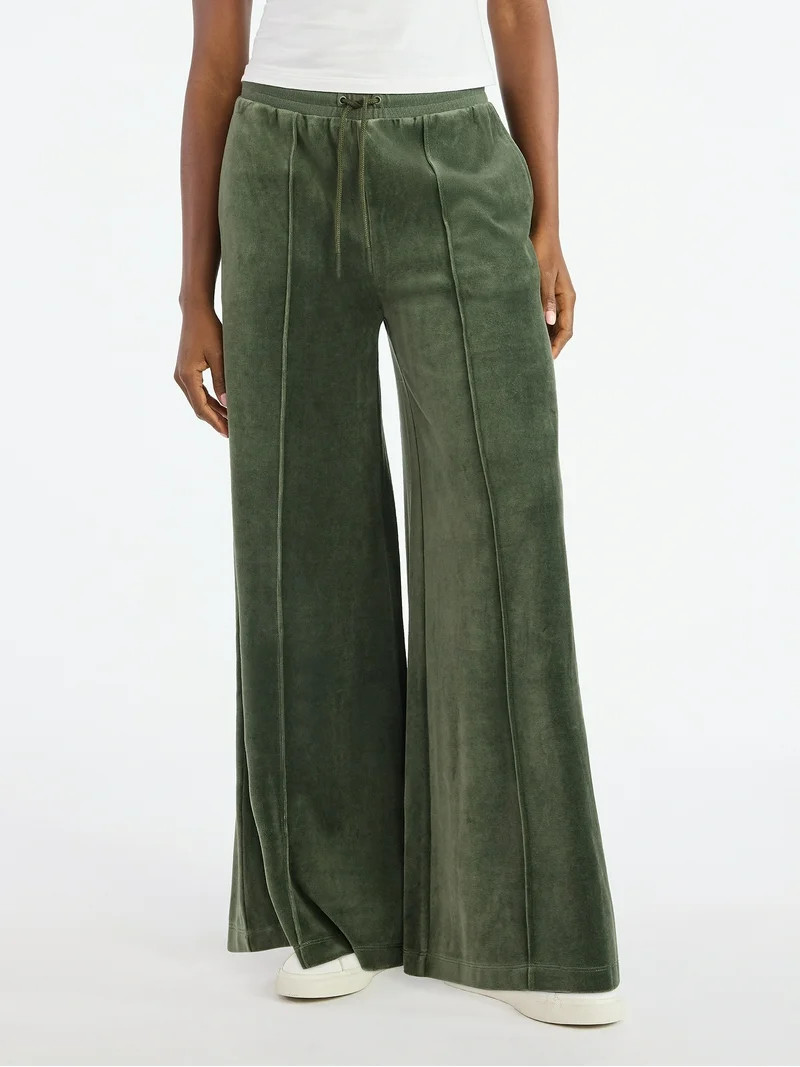 Scoop Women’s Velour Wide Leg Pants, Sizes XS-XXL | Walmart (US)