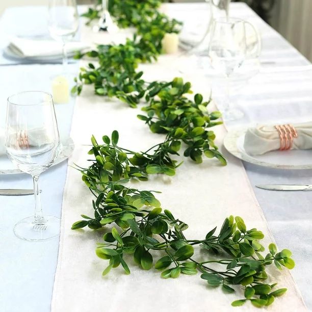 Efavormart 8 FT Green Artificial Boxwood Leaf Garland For Wedding Decor Pary Banquet Decoration | Walmart (US)