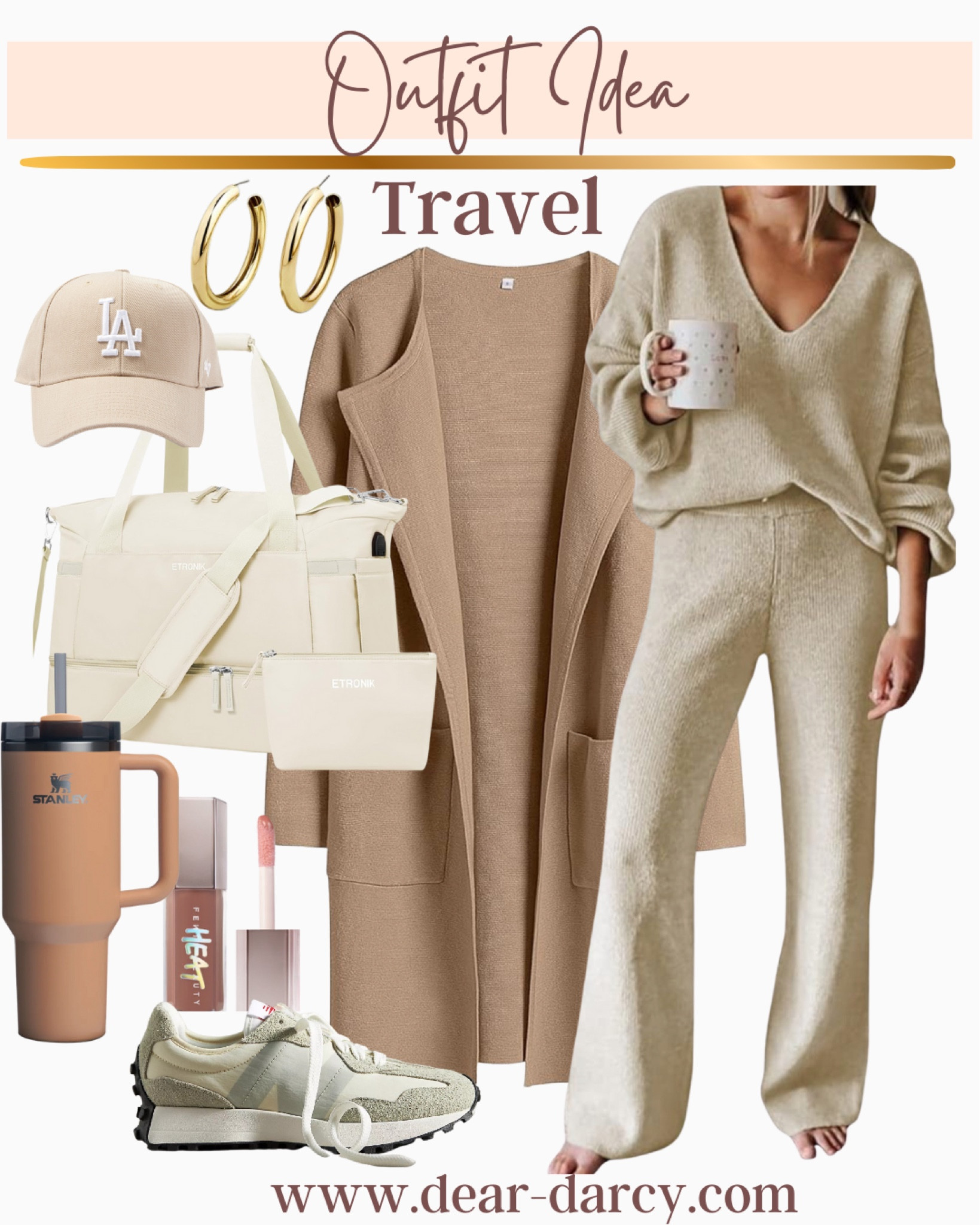 Headed on a vacation?

Amazon finds

Here one of my go to travel outfits… affordable and under $40

Amazon lounge set that is comfy and chic. 
Comes in several colors and tts

It’s always nice to have a lightweight layering pieces and this..
This coat/sweater known as a cartigan… is perfect and affordable. Comes in several colors 

The best selling travel bag .. great reviews and perfect for a weekend away or a carry one.

40oz Stanley tumbler. I love my Stanley’s and take one everywhere with me. I like there easy to hold handle and that It keeps my drink cold or hot all day! 

Classic hoop earrings are always perfect

I love a good baseball cap 
This neutral La one is so good

My lips get so dry traveling I love a good lip gloss and plumper  heat by fenty beauty is so good if you haven’t tried I highly recommend 

New balance 327 sneakers are always a great comfy and chic choice 


#LTKFindsUnder50 #LTKTravel #LTKStyleTip