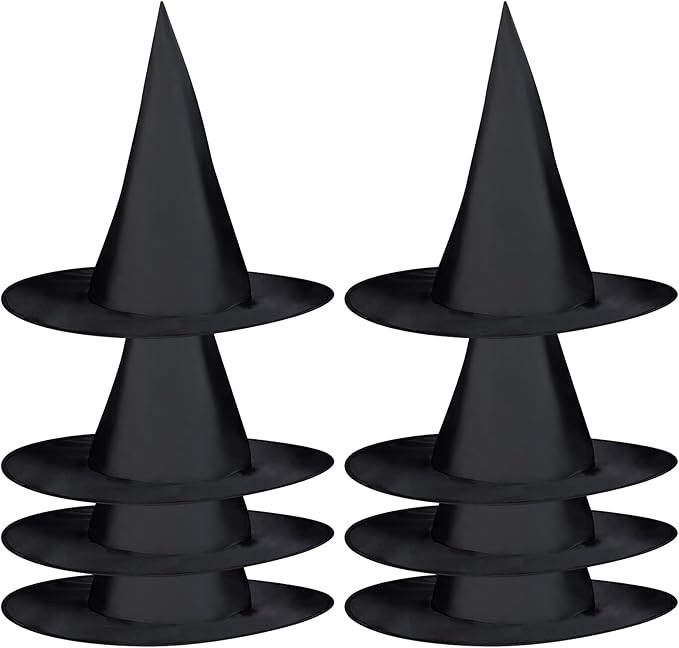 8 PCS Halloween Witch Hats Witch Costume Accessory for Halloween Cosplay Party, Black | Amazon (US)