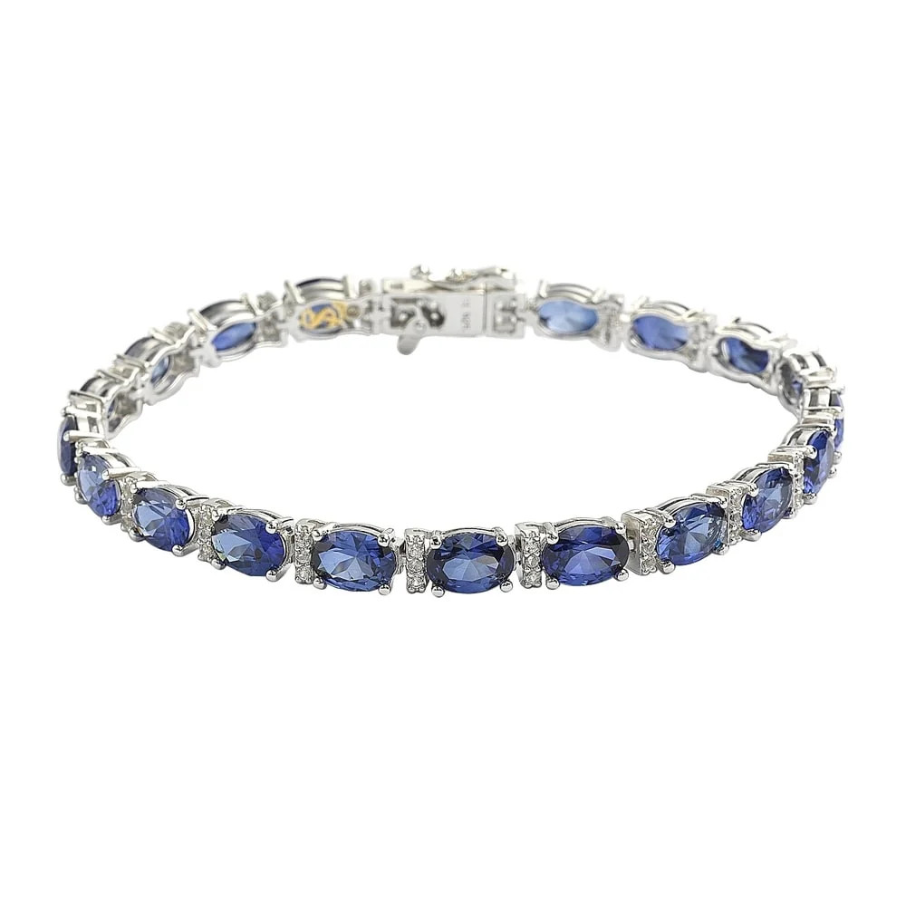 Suzy Levian Sterling Silver Oval-Cut Blue Sapphire & Diamond Accent Te | SUZY LEVIAN