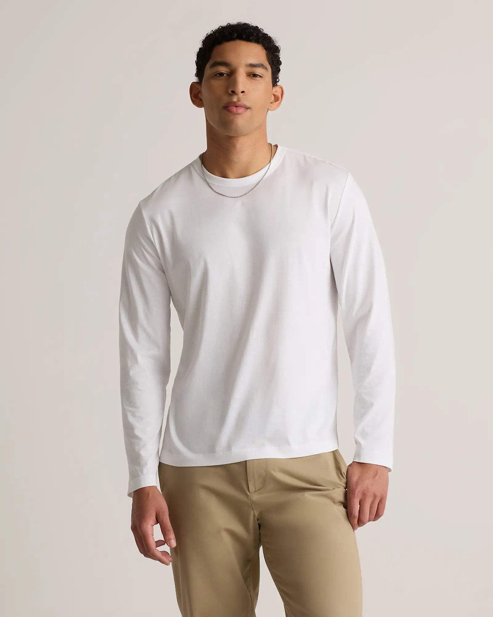 Men's 100% Pima Cotton Luxe Touch Long Sleeve Tee in White | Quince