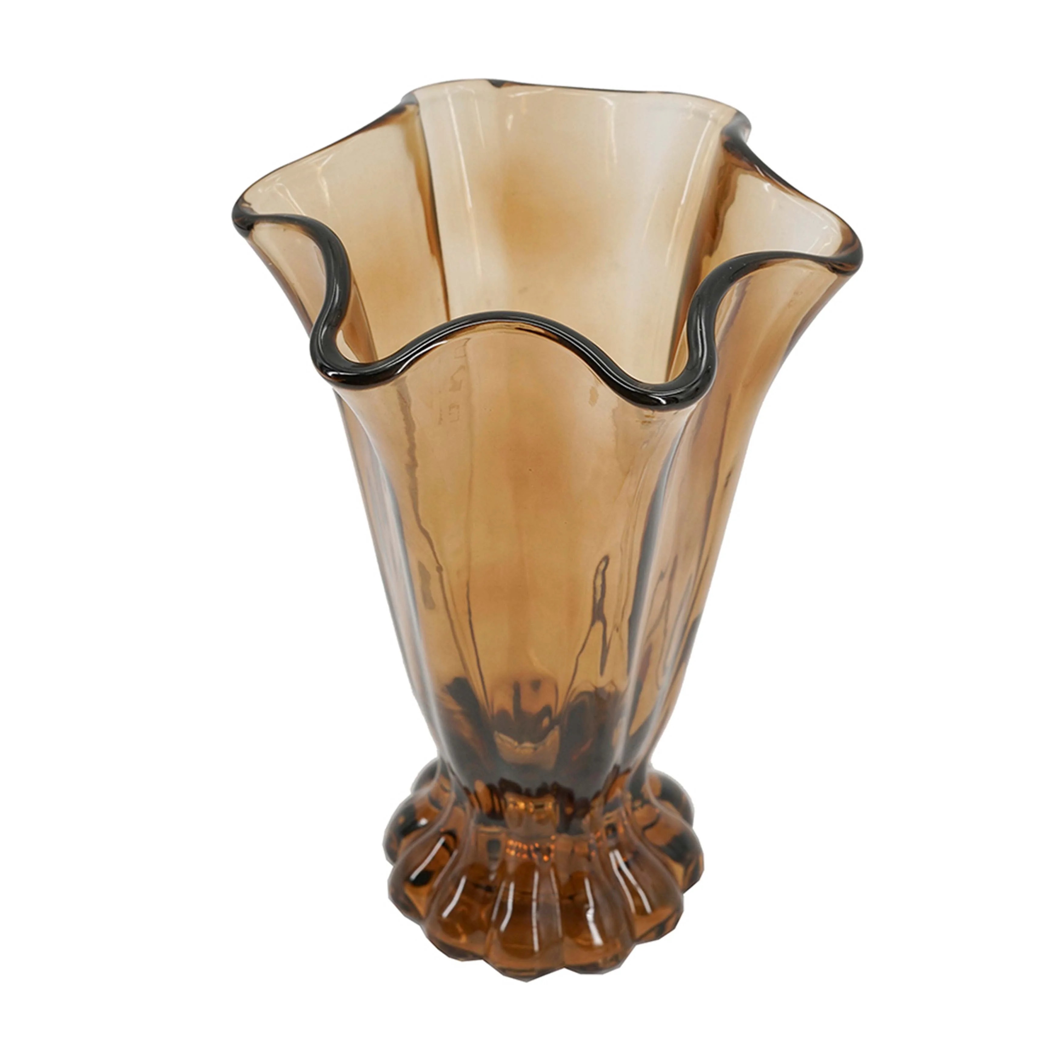 7.5x11" Vintage Brown Ruffle Glass Vase | Wayfair North America