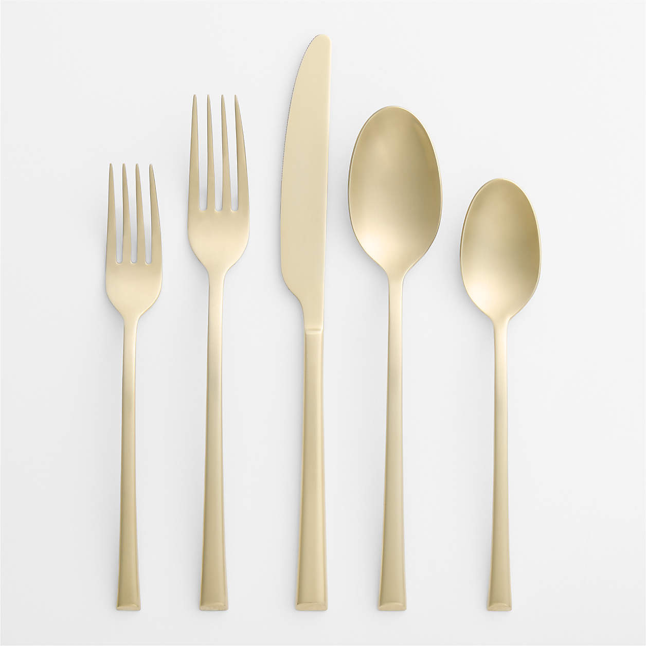 Cortland Holiday 20-Piece Champagne Gold Flatware Set + Reviews | Crate & Barrel | Crate & Barrel