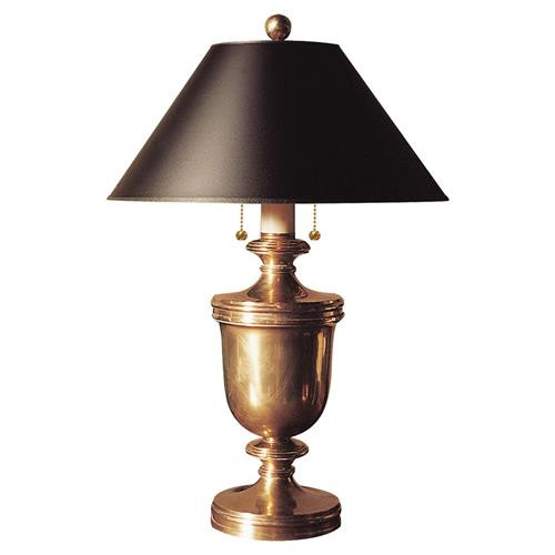 Visual Comfort Classical Antique Burnished Brass Black Shade Table Lamp | Kathy Kuo Home
