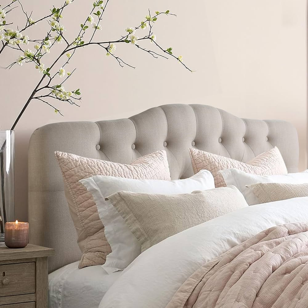 Rosevera Mallory Mid-Century Modern Upholstered, Diamond Tufted,Adjustable Height, Solid Wood Leg... | Amazon (US)