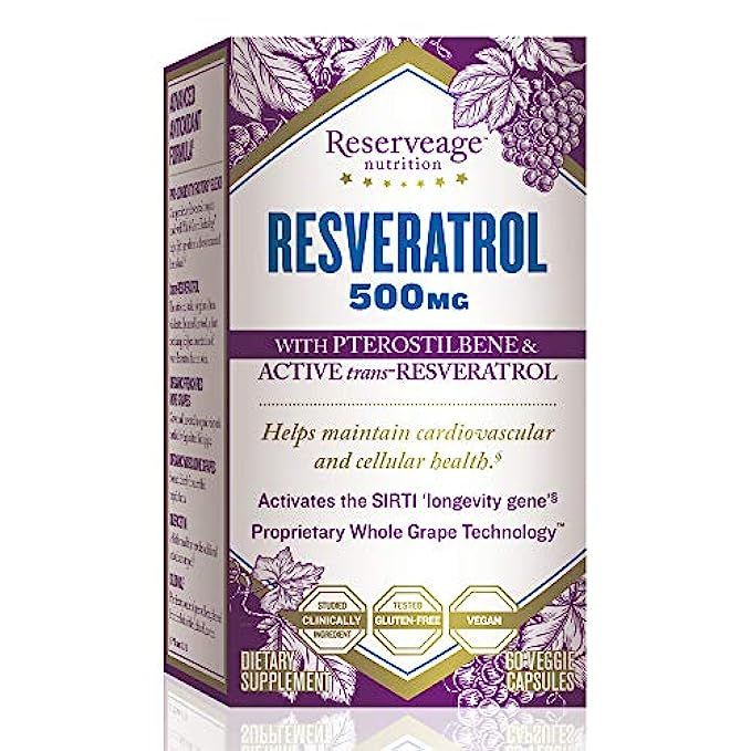 Reserveage - Resveratrol 500mg, Antioxidant Support for a Healthy Heart and Age Defying, Youthful Lo | Amazon (US)