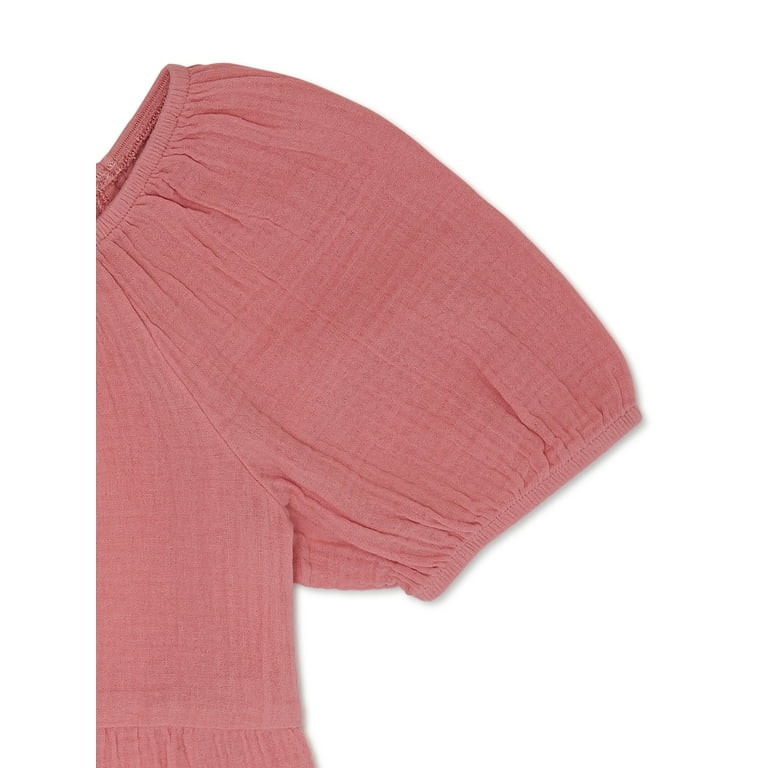 Wonder Nation Girls Tiered Cotton Gauze Dress, Sizes 4-18 and Plus | Walmart (US)