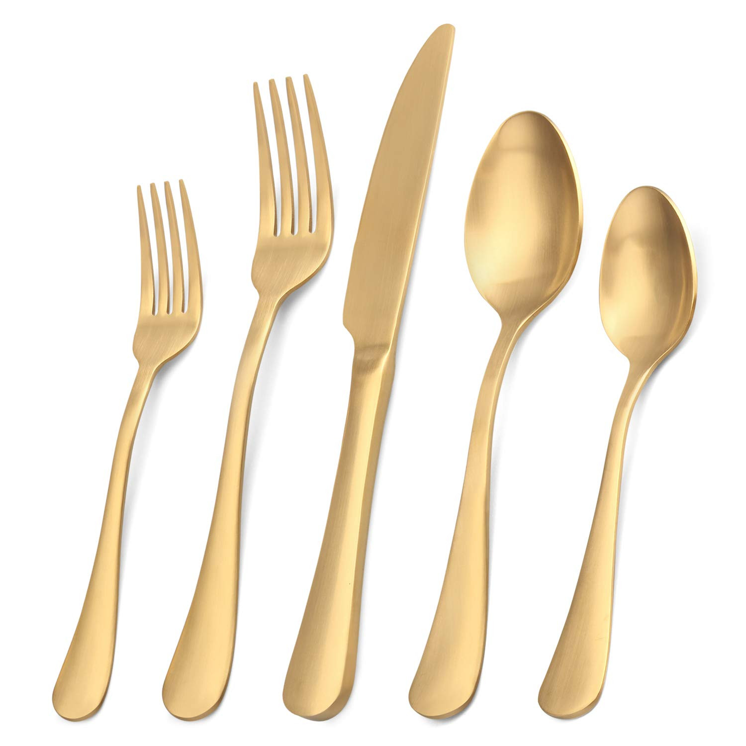 Matte Gold Silverware Set, Satin Finish 20-Piece Stainless Steel Flatware Set,Kitchen Utensil Set... | Amazon (US)