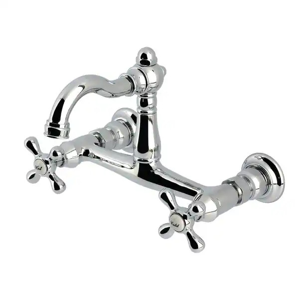 Kingston Brass Vintage Double-Handle 2-Hole Wall-Mount Bridge Kitchen Faucet - Bed Bath & Beyond ... | Bed Bath & Beyond