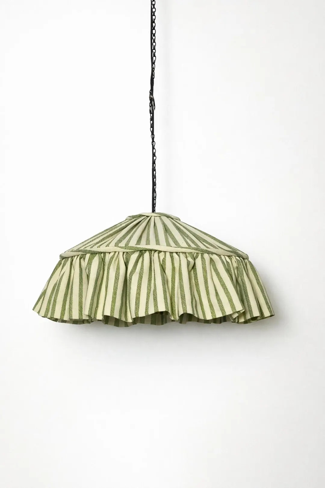 Ruffled Green Striped Linen Lampshade | Etsy (US)