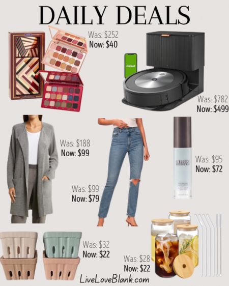 Daily deals 
Barefoot dreams cardigan under $100
Abercrombie jeans save $20
Stoneware berry baskets save 30%
Drinking glasses with bamboo lid and glass straws save 20%
Colleen Rothschild age renewal serum save $23
Tarte Amazonian eyeshadow save $212
iRobot roomba with clean base under $500

#LTKFind #LTKstyletip #LTKsalealert