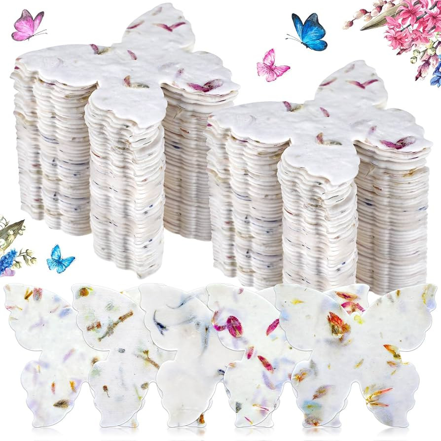 50 Pcs Handmade Seed Paper Plantable Wildflower Seed Paper Recycled Flower Petals Tags Wedding Fa... | Amazon (US)