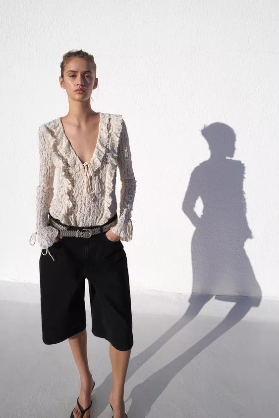 LACE RUFFLE TOP | Zara UK