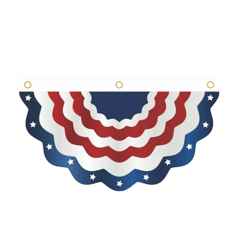 Elainilye Scalloped Edge Bunting Flag Garland with Canvas Header, Outdoor Indoor Star Stripe Patr... | Walmart (US)