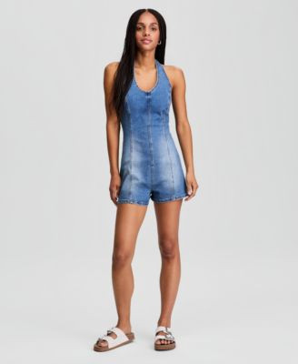 And Now This Women's Denim Halter Romper, Macy's Exclusive - KEARA | Macy's