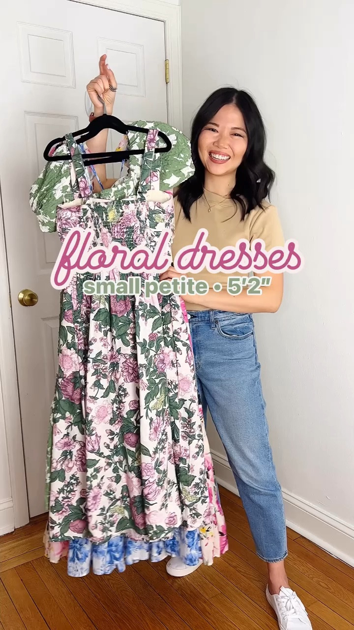 OUTFIT 1
Blue floral dress with pockets  (XSP)
Blue floral maxi dress 
Blue floral smocked dress
Wicker clutch
Braided sandals (TTS)

OUTFIT 2
Purple floral dress with pockets (SP)
Straw tote bag
Strappy braided sandals (TYS)

OUTFIT 3
Pink floral dress (SP)
Pink floral dress with flutter sleeves
Straw bag
Nude mules

OUTFIT 4
Green floral dress (SP)
Green off the shoulder dress
Floral bag
Straw bucket bag
Brown mule sandals

Spring dresses
Spring wedding guest dress
Summer dress
Summer wedding guest dress
Abercrombie dress
Baby shower dress
Graduation dress

#LTKWedding #LTKStyleTip #LTKFindsUnder100