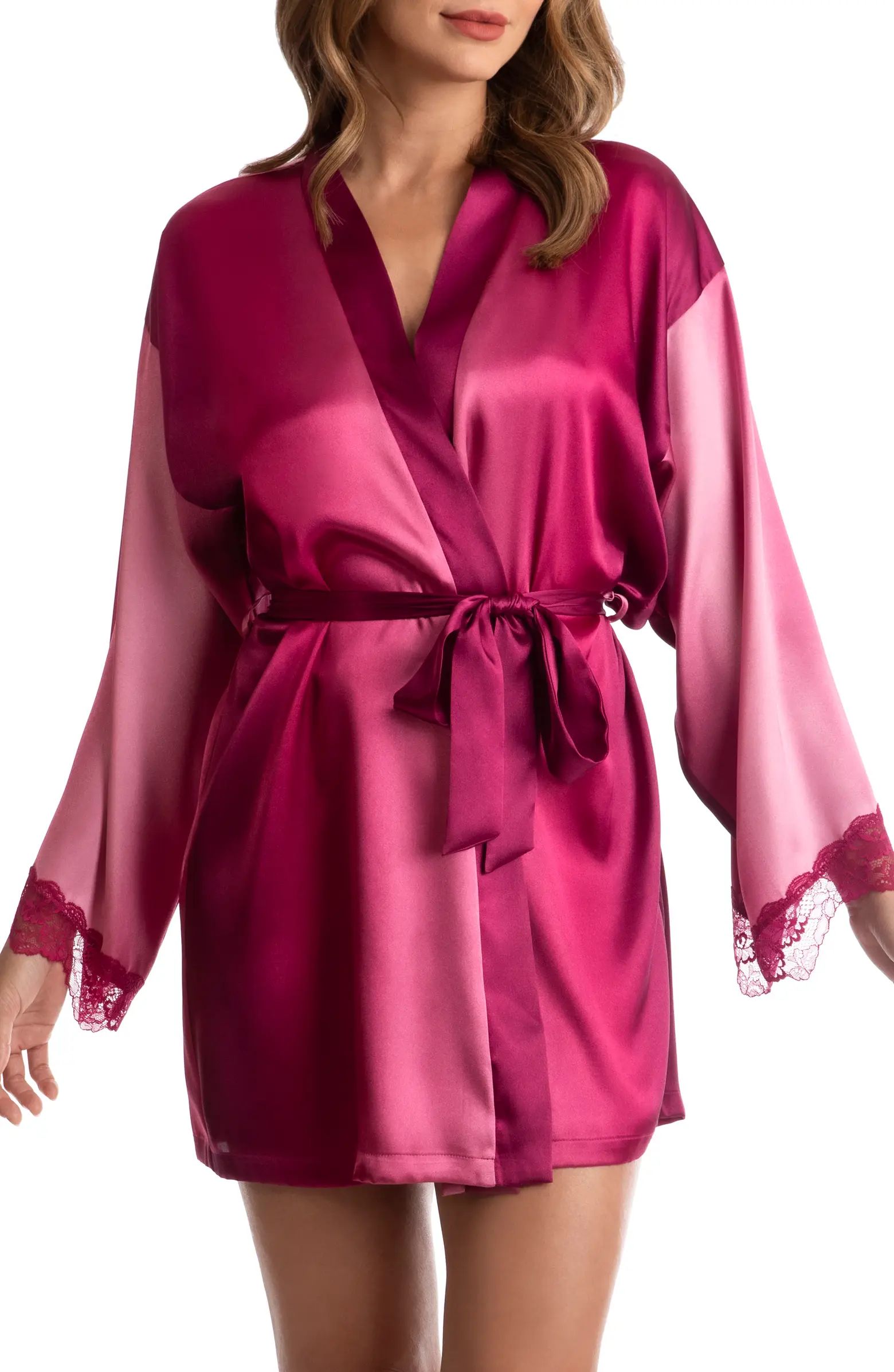 In Bloom by Jonquil Zamira Lace Trim Ombré Satin Robe | Nordstrom | Nordstrom