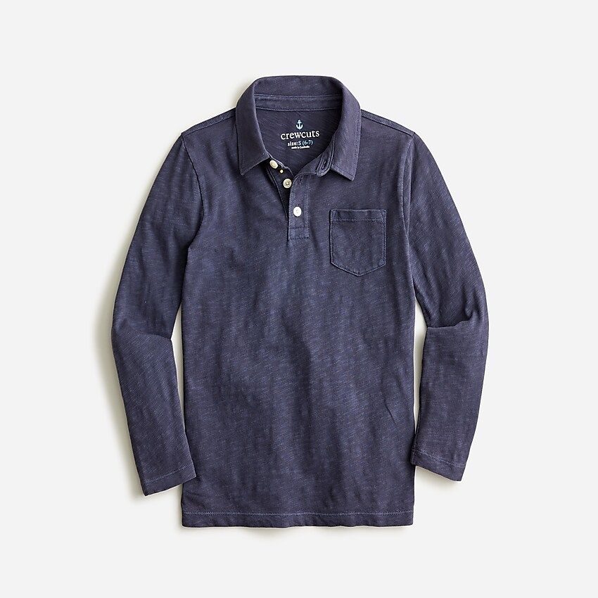 Boys' garment-dyed long-sleeve polo shirt | J.Crew US