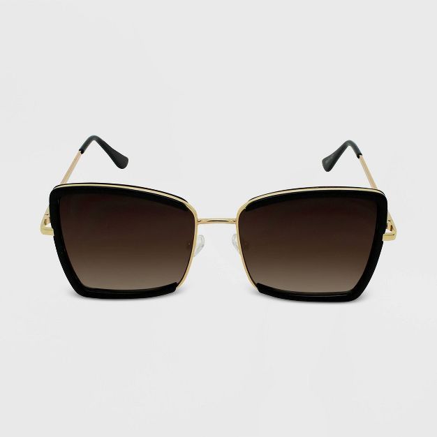 Women's Square Sunglasses - Wild Fable™ Black/Gold | Target