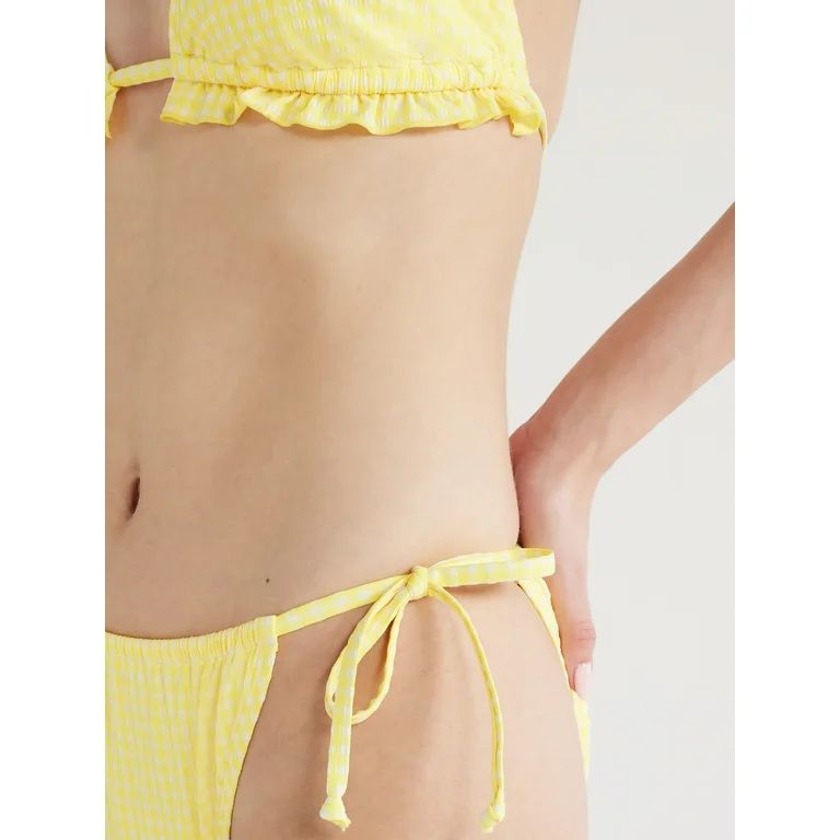 No Boundaries Juniors’ Gingham Side Tie Bikini Swim Bottoms, Sizes XS-XL | Walmart (US)