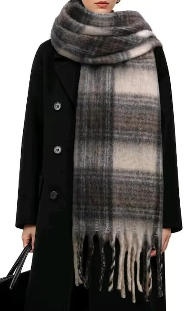 Tavaleu Winter Scarfs for Women，Large Scarf Chunky Plaid Scarves Soft Oversized Thick Warm Wrap... | Amazon (US)