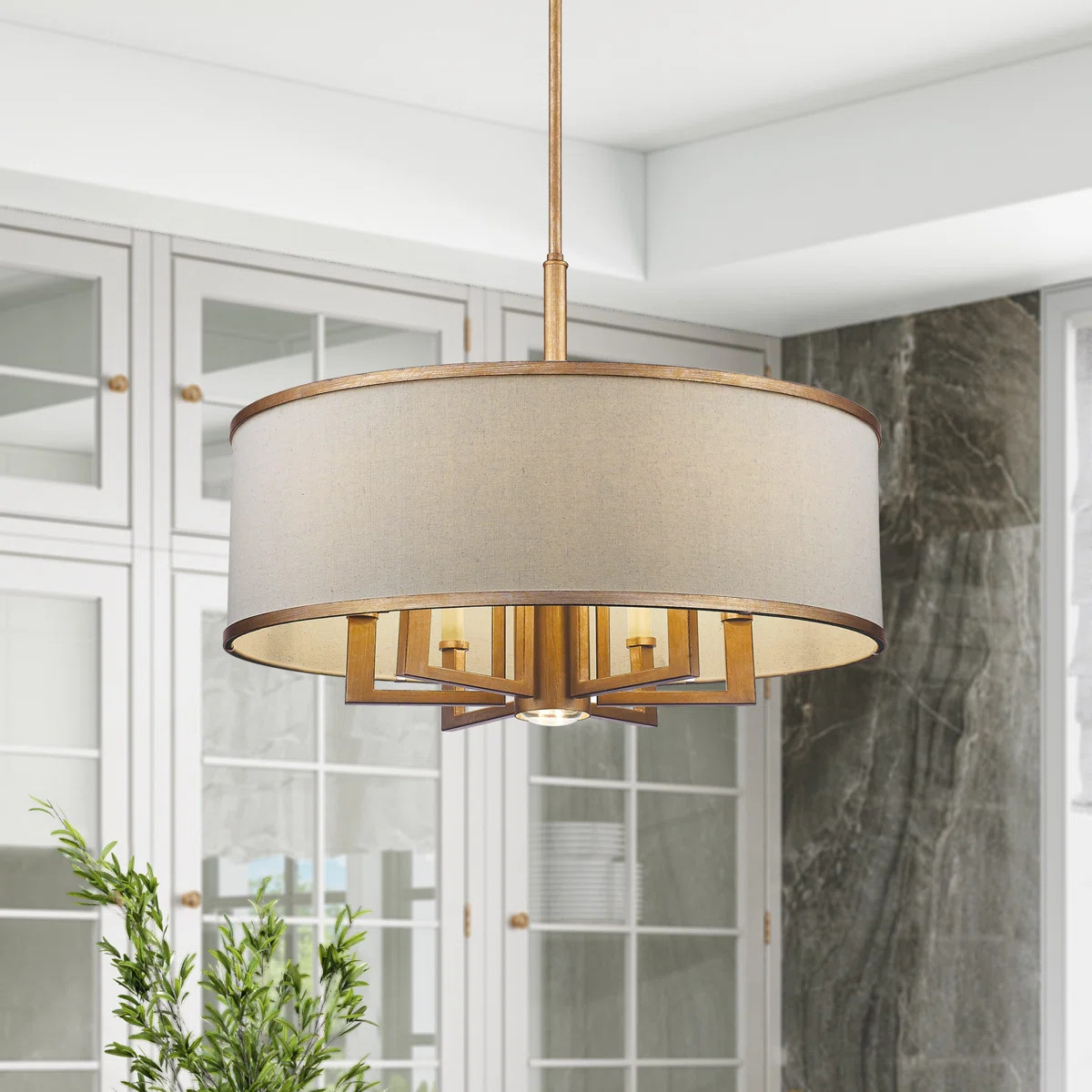 Berthine 7 - Light Steel Dimmable Drum Chandelier | Wayfair North America