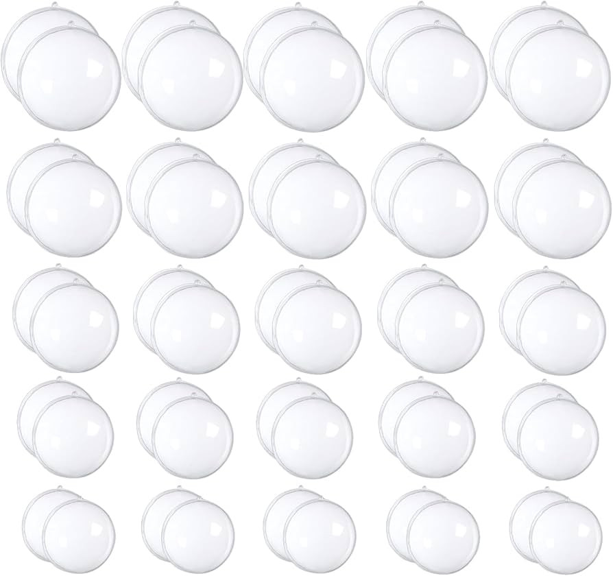 50 Set 100PCS Clear Plastic Fillable Ornaments,Transparent DIY Christmas Fillable Ball,Plastic DI... | Amazon (US)
