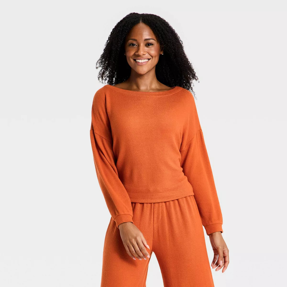 Women's Lightweight Boatneck Pullover Sweatshirt - Auden\u2122 Rust S | Target