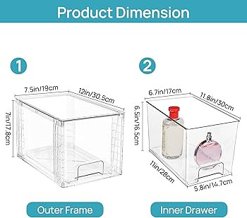 Vtopmart 4 Pack Large Stackable Storage Drawers,Easily Assemble Acrylic Bathroom Closet Undersink... | Amazon (US)