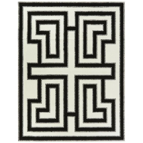 Wilk Geometric Black/White Area Rug | Wayfair North America