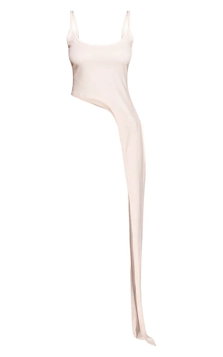 Petite Cream Scoop Neck Asymmetric Maxi Side Soft Touch Top | PrettyLittleThing US