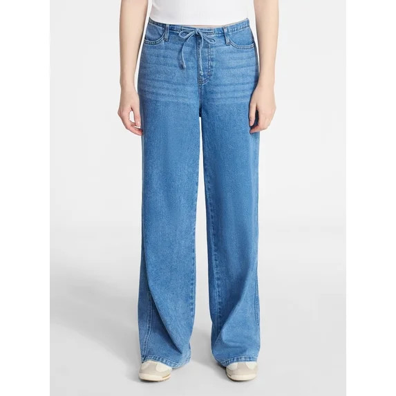 No Boundaries Mini Waist Wide Leg Pants, 31" Inseam, Women's XXS-XXL - Walmart.com | Walmart (US)