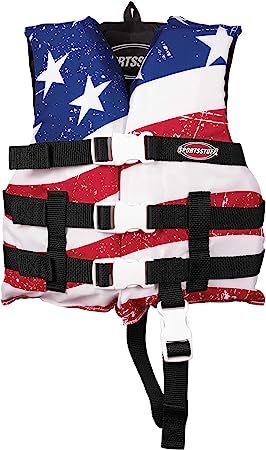 SPORTSTUFF Stars and Stripes Life Jacket, US Coast Guard Approved, Type III, Adult, Child, Youth ... | Amazon (US)